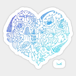 I Love Oregon Flora and Fungus - Blue Sticker